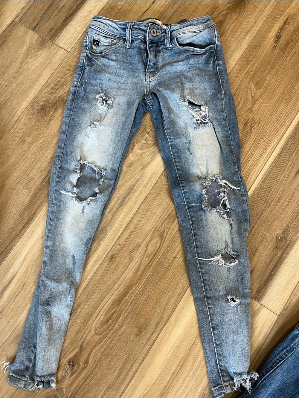 KanCan Women's Skinny Distressed Ripped Light Blue Jeans